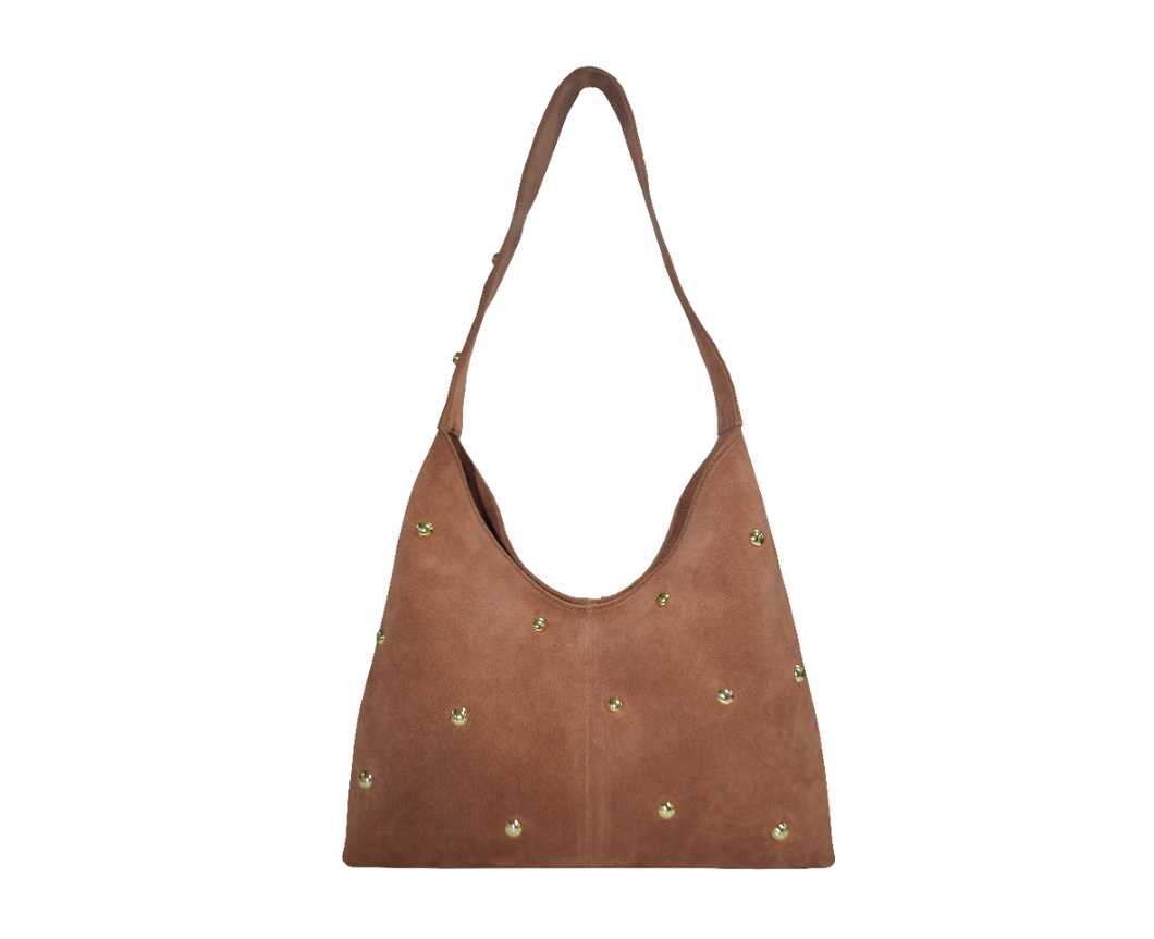 Portia Large Suede Studded Hobo Bag