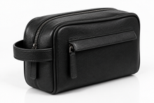 The London Leather Washbag – Black