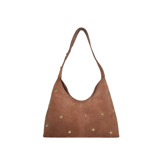Portia Large Suede Studded Hobo Bag