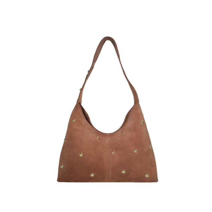 Portia Large Suede Studded Hobo Bag