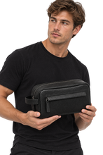 The London Leather Washbag – Black
