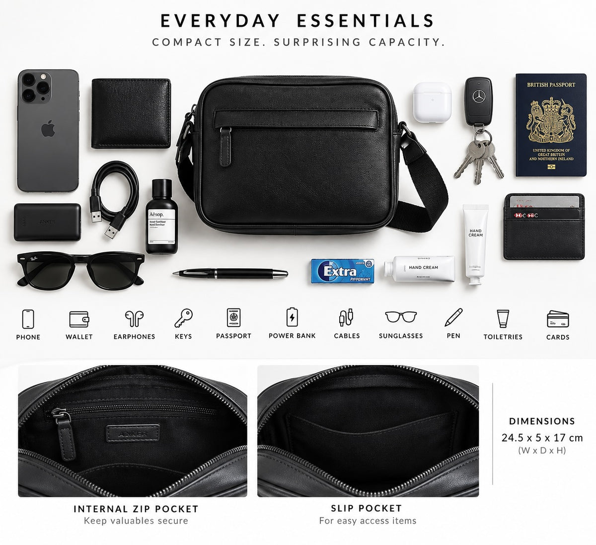 The London East West Leather Crossbody Bag