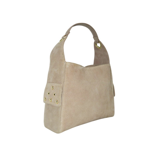 Mia Large Suede Studded Shoulder Bag