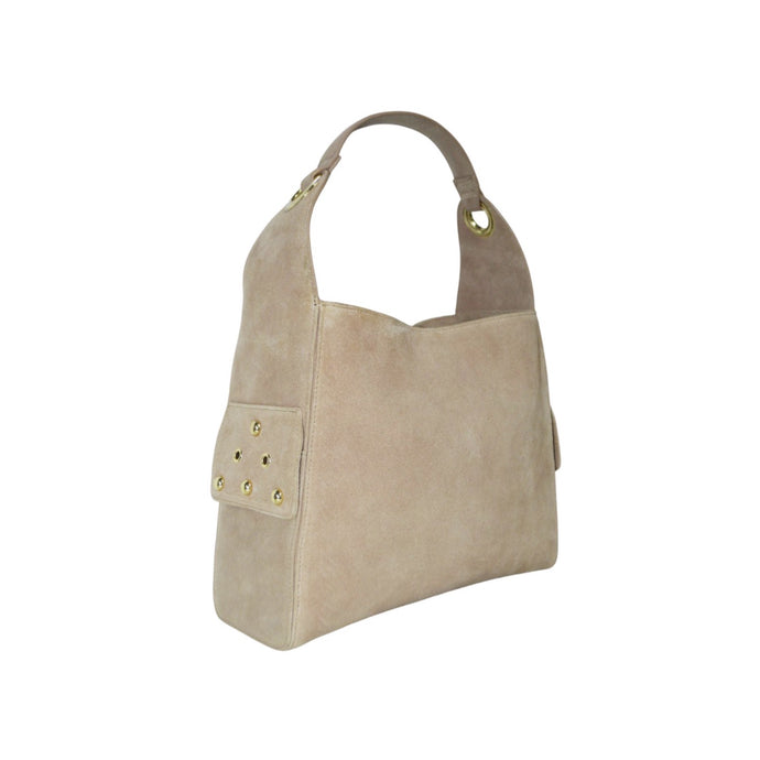 Mia Large Suede Studded Shoulder Bag