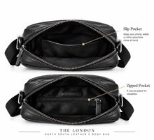 The London North South Leather Crossbody Bag – Black