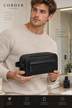 The London Leather Washbag – Black