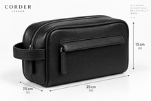 The London Leather Washbag – Black